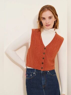 1232. FREE PEOPLE Beatrice Cashmere Vest Sz XS NWOT $128